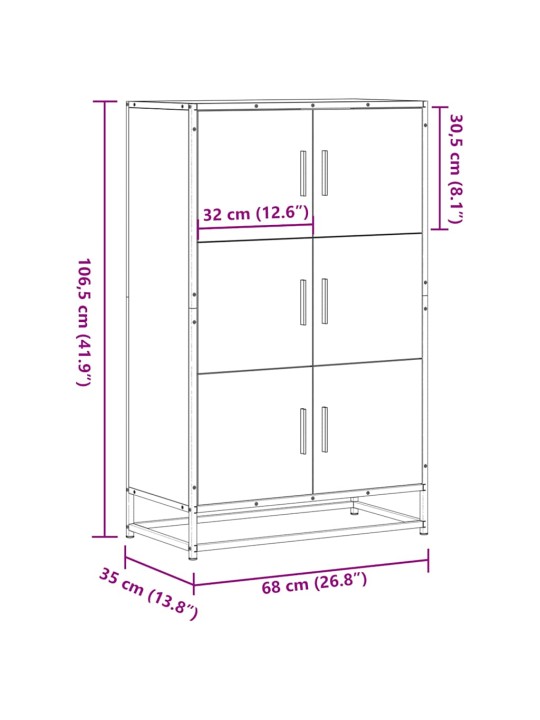 HIGHBOARD PRUUN TAMM 68X35X106,5 CM ENGINEERED WOOD AND METAL