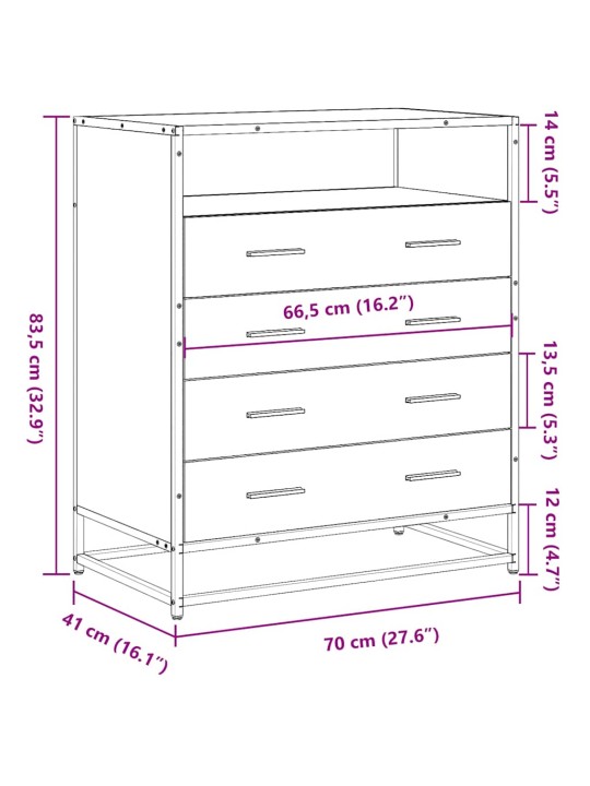 KUMMUT, HALL SONOMA TAMM, 70 X 41 X 83,5 CM, TEHISPUIT