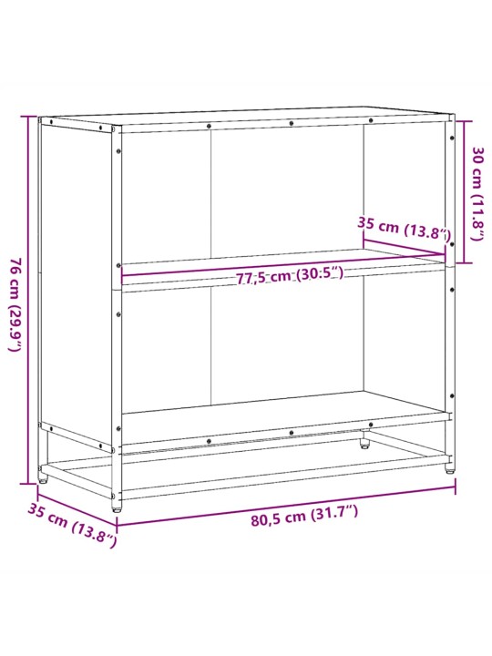 RAAMATUKAPP, PRUUN TAMM, 80,5X35X76 CM, TEHISPUIT