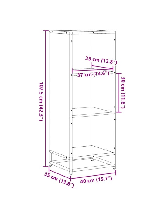 RAAMATUKAPP, PRUUN TAMM, 40X35X107,5 CM, TEHISPUIT