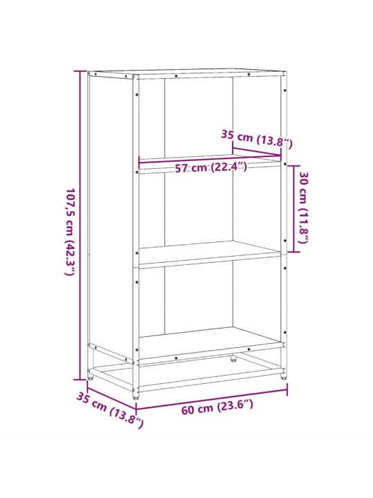 RAAMATUKAPP MUST 60X35X107,5 CM ENGINEERED WOOD