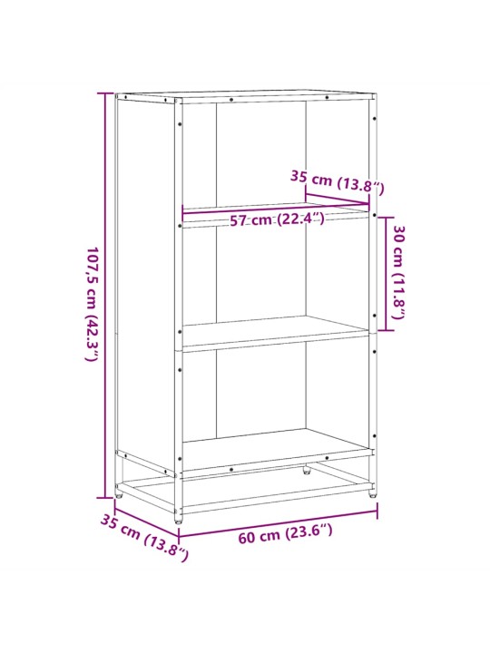 RAAMATUKAPP PRUUN TAMM 60X35X107,5 CM ENGINEERED WOOD
