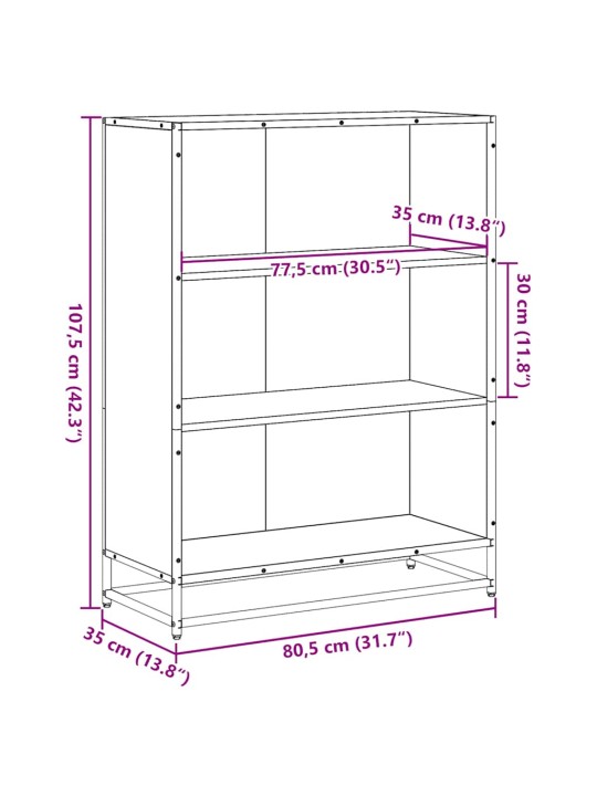 RAAMATUKAPP, SUITSUTATUD TAMM, 80,5X35X107,5 CM, TEHISPUIT