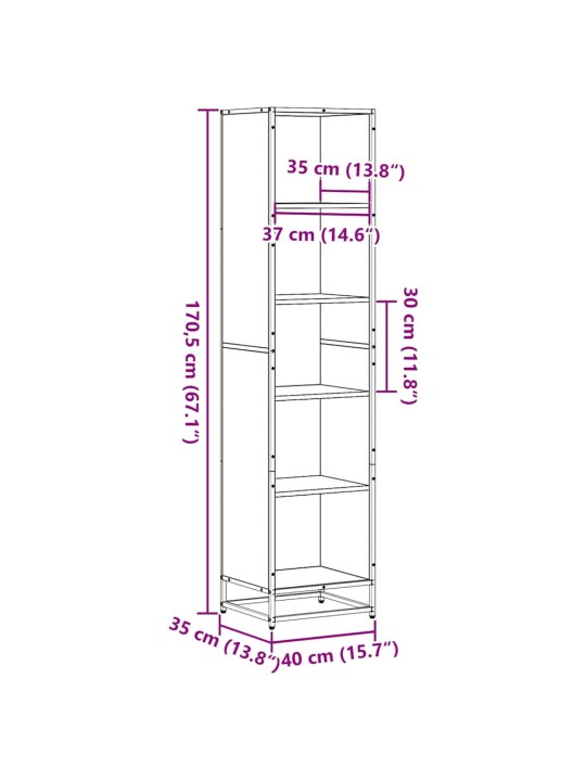 RAAMATURIIUL SONOMA TAMM 40X35X170,5 CM PUITLAASTPLAAT