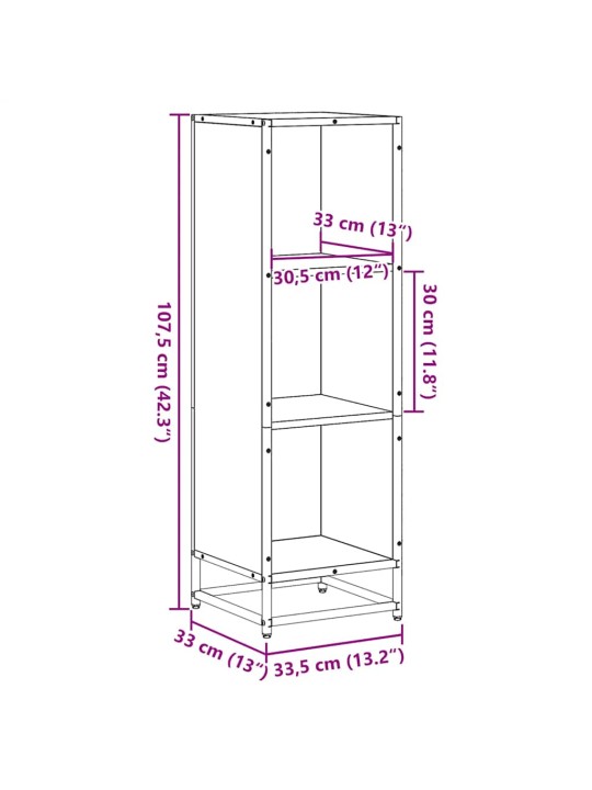 RAAMATUKAPP MUST 33,5X33X107,5 CM ENGINEERED WOOD