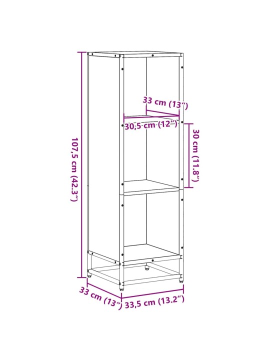 RAAMATUKAPP, HALL SONOMA TAMM, 33,5X33X107,5 CM, TEHISPUIT