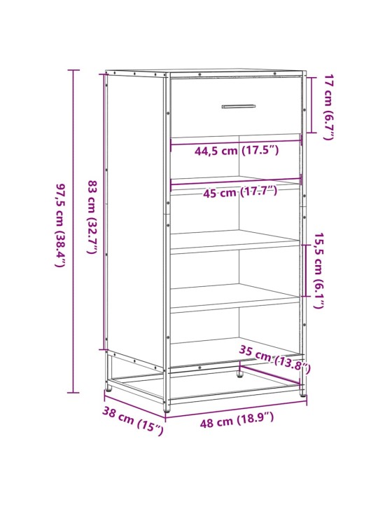 KINGARIIUL HALL SONOMA 48X38X97,5 CM ENGINEERED WOOD