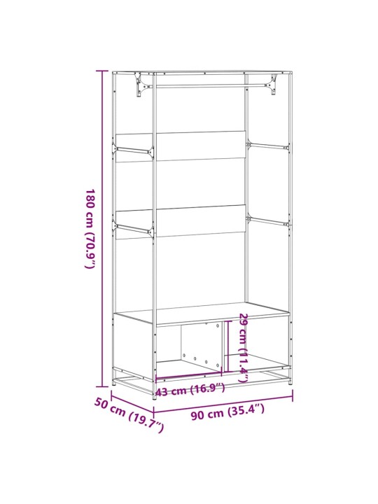 RIIDEKAPP, SUITSUTATUD TAMM, 90X50X180 CM, TEHISPUIT