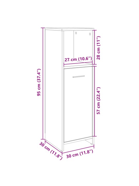 Vannitoakapp sonoma tamm 30 x 30 x 95 cm tehispuit