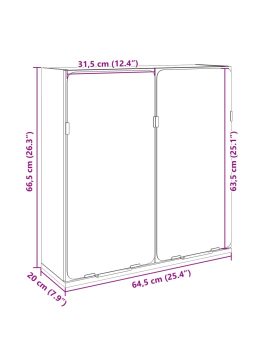 Vannitoa peegelkapp, sonoma tamm, 64,5 x 20 x 66,5 cm tehispuit