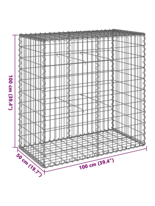 Kaanega gabioonkorv, 100 x 50 x 50 cm, tsingitud raud