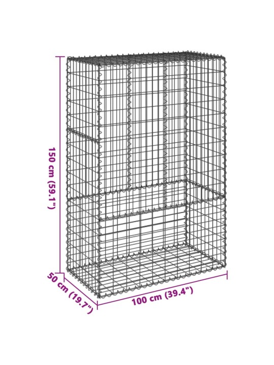 Kaanega gabioonkorv, 100x50x150 cm, tsingitud raud