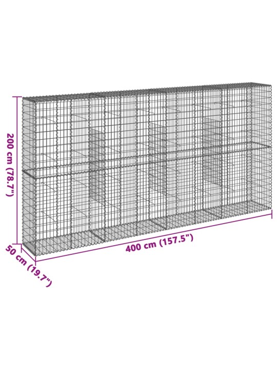 Kaanega gabioonkorv, 400 x 50 x 200 cm, tsingitud raud