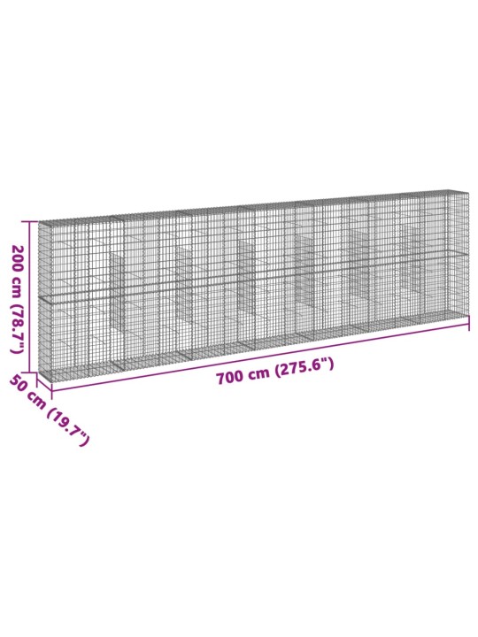 Kaanega gabioonkorv, 700 x 50 x 200 cm, tsingitud raud
