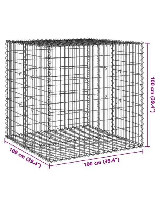 Kaanega gabioonkorv, 100x100x100 cm, tsingitud raud