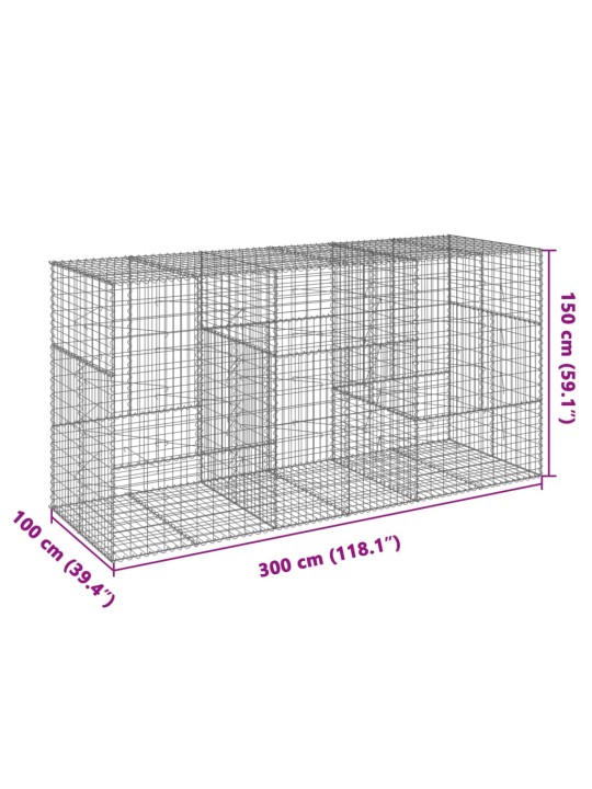 Kaanega gabioonkorv, 300x100x150 cm, tsingitud raud