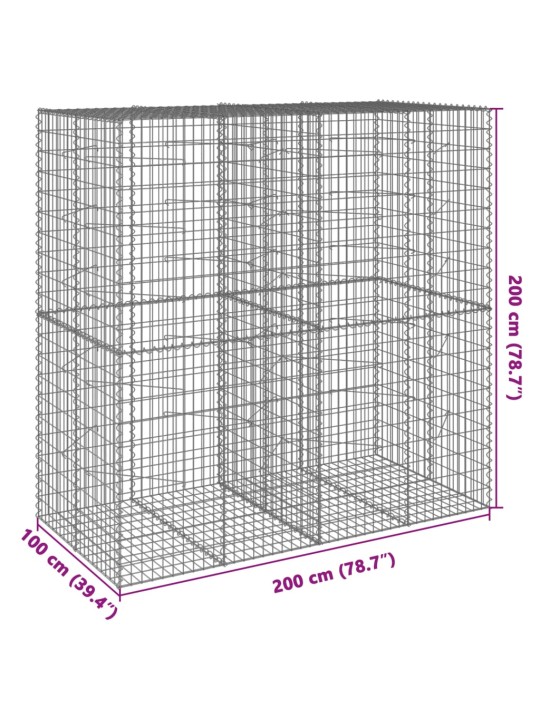 Kaanega gabioonkorv, 200 x 100 x 200 cm, tsingitud raud