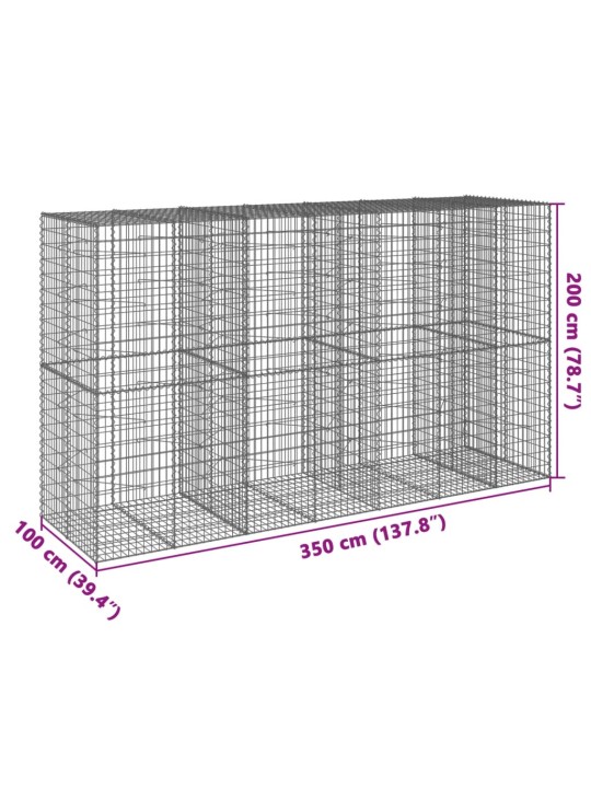 Kaanega gabioonkorv, 350x100x200 cm, tsingitud raud