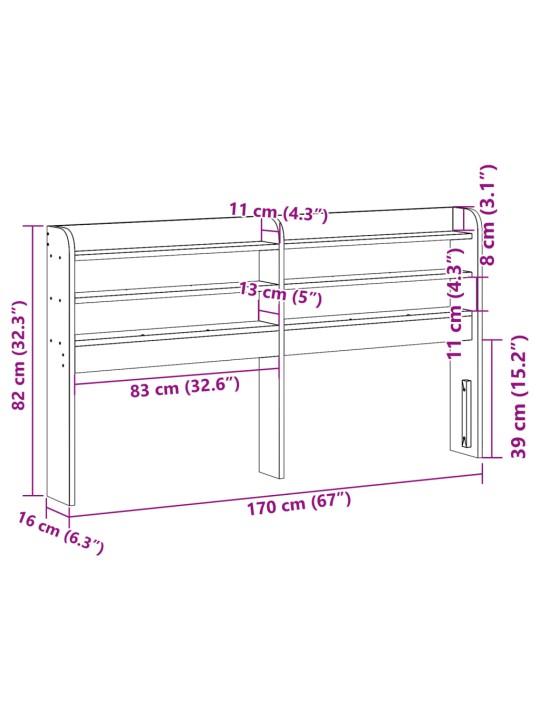 Riiulitega voodipeats, 160 cm, männipuit