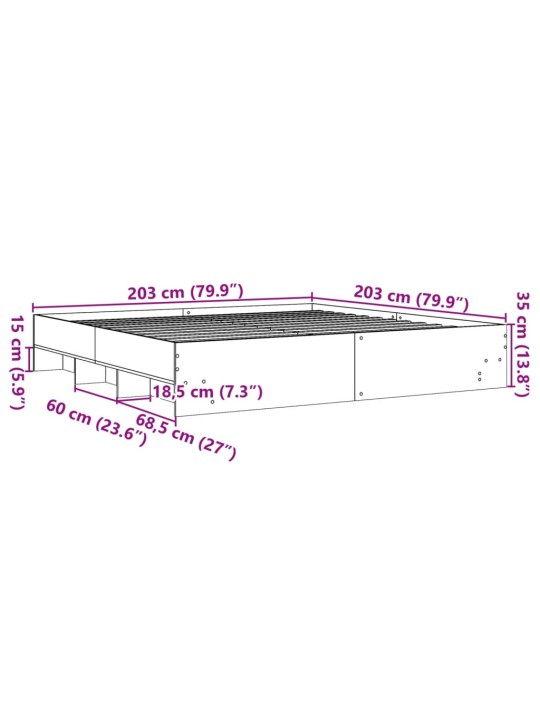 Voodiraam, betoonhall, 200 x 200 cm, tehispuit