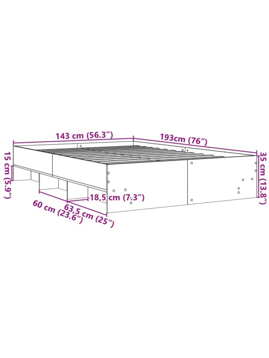 Voodiraam, betoonhall, 40 x 190 cm, tehispuit