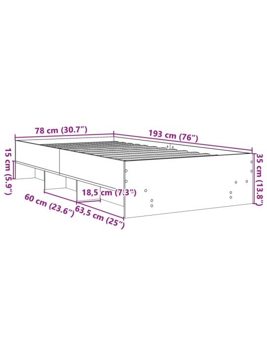 VOODIRAAM, HALL SONOMA TAMM, 75X190 CM, TEHISPUIT