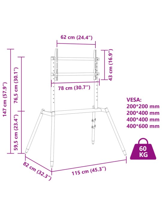 Teleri statiivalus, 37-86 tolli, max vesa 400x600 mm 60 kg