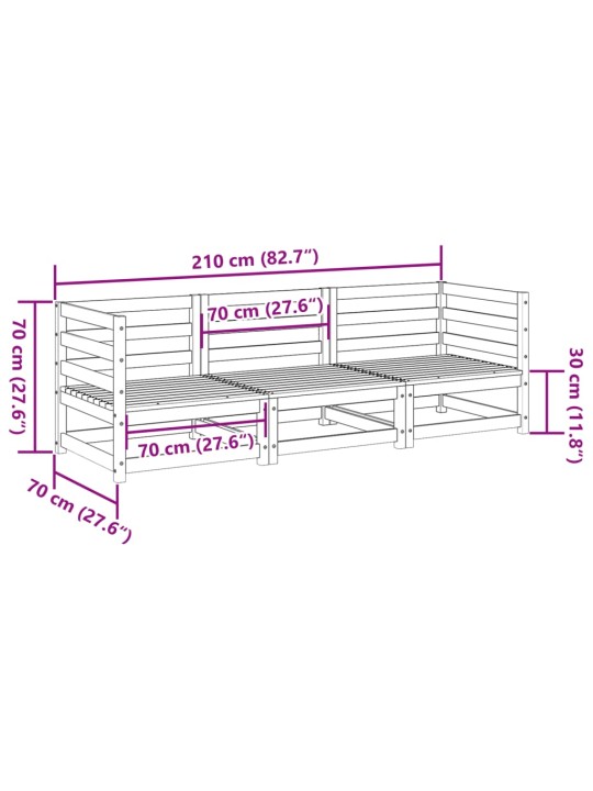 3-osaline aiadiivani komplekt, männipuit