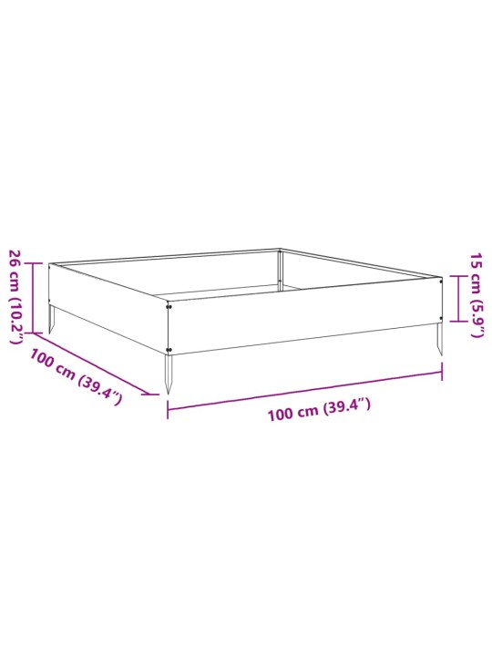 Kõrgendatud aia taimelava oliiviroheline 100x100x26 cm teras