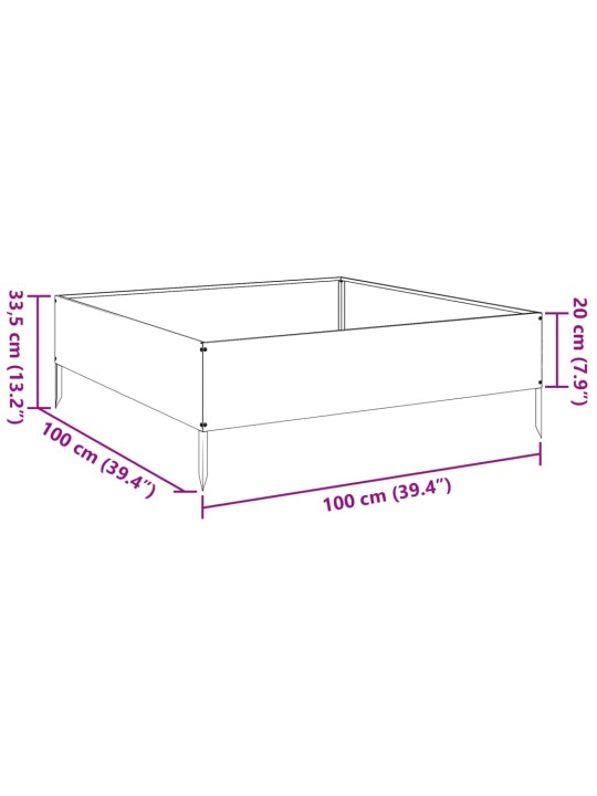 Taimekast, 100x100x33,5 cm, tsingitud teras