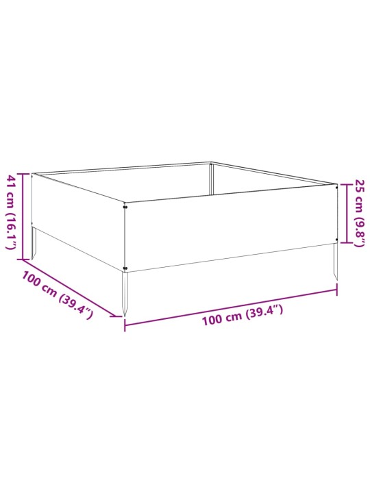 Taimekast, 100x100x25 cm, tsingitud teras