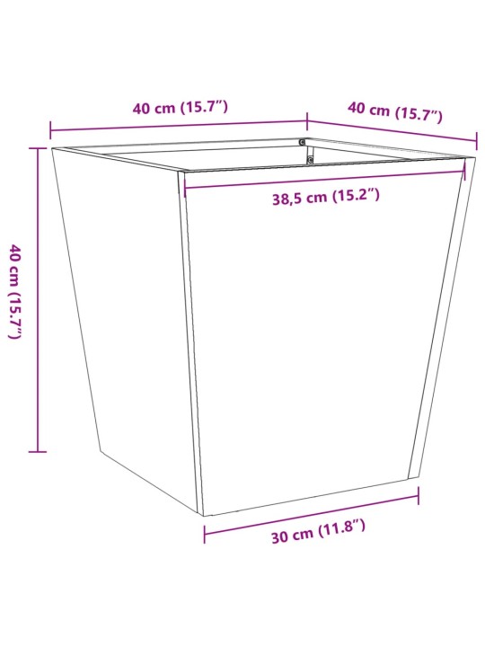 Aia taimekast, 40x40x40 cm, tsingitud teras