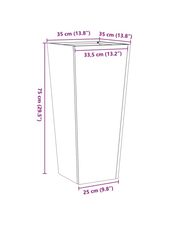 Aia taimekast, must, 35x35x75 cm, teras