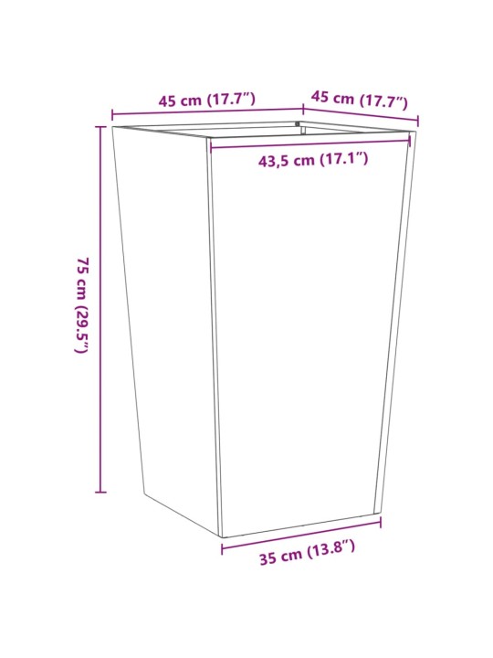 Aia taimekast, must, 45x45x75 cm, teras