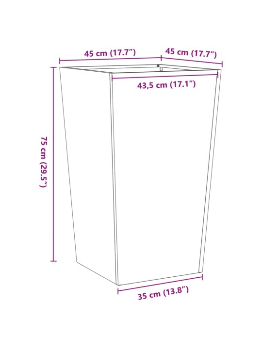 Aia taimekast, 45x45x75 cm, tsingitud teras