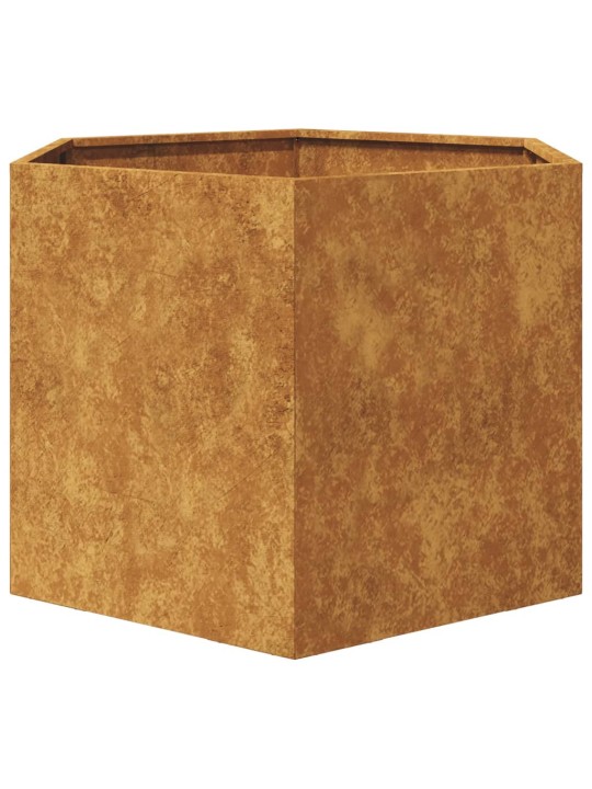 Kuusnurkne aia taimekast, 69x60x45 cm, corten teras