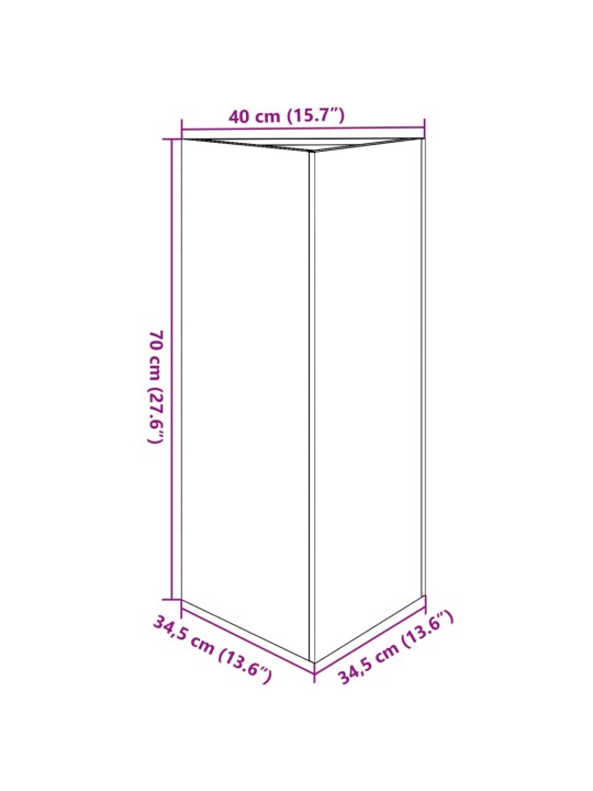 Aia taimekast, antratsiit, kolmnurk, 40x34,5x70 cm, teras