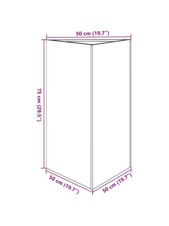 Kolmnurkne aia taimekast, must, 50x43x75 cm, teras