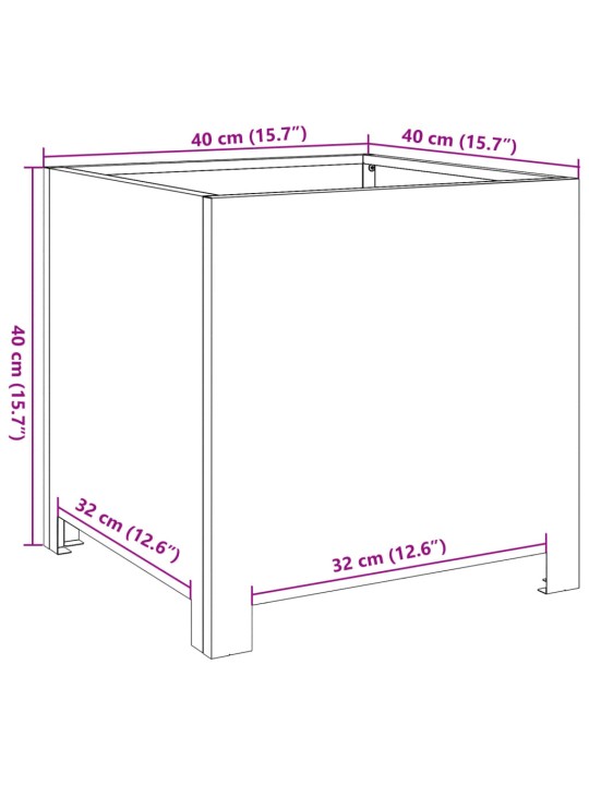 Aia taimekast, 40x40x40 cm, tsingitud teras