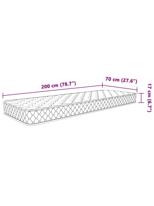 Mäluvahust madrats valge 70x200x17 cm