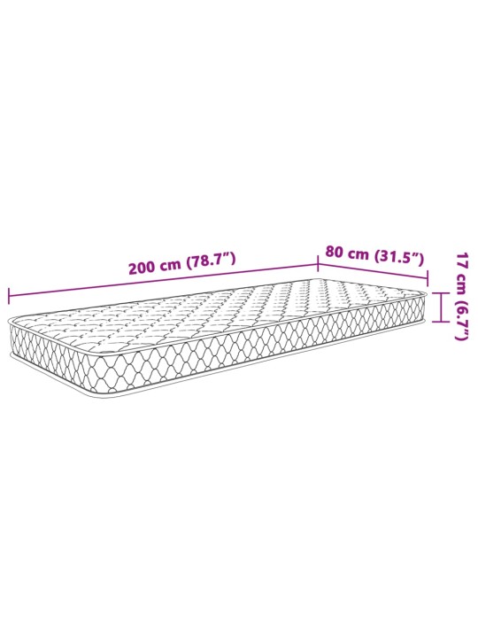 Mäluvahust madrats valge 80x200x17 cm