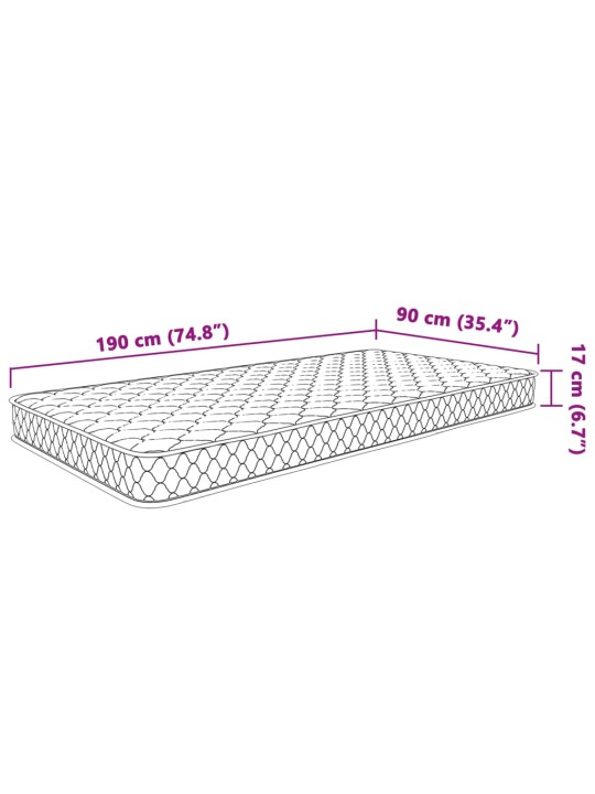 Mäluvahust madrats valge 90x190x17 cm