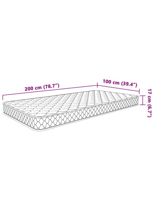 Mäluvahust madrats valge 100x200x17 cm
