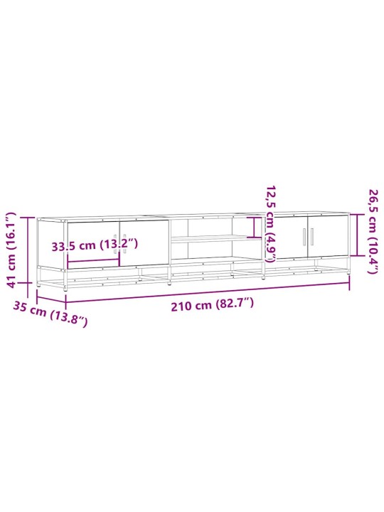 Telerikapp, hall sonoma tamm, 210x35x41 cm, tehispuit