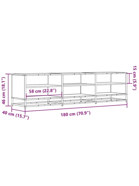 Telerikapp, hall sonoma tamm, 180x40x46 cm, tehispuit