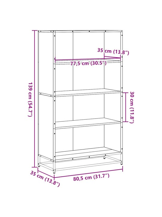 RAAMATUALUS, HALL SONOMA TAMM, 80,5X35X139 CM, TEHISPUIT