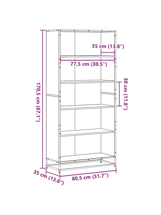 RAAMATUALUS, SONOMA TAMM, 80,5X35X170,5 CM, TEHISPUIT