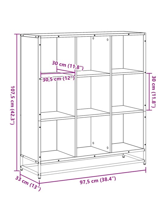 RAAMATUALUS, HALL SONOMA, 97,5X33X107,5 CM, TEHISPUIT JA METALL