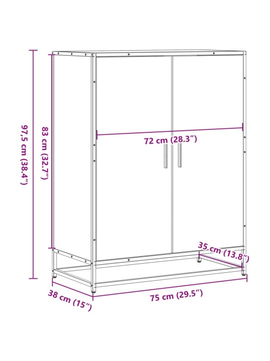 JALATSIKAPP, SUITSUTATUD TAMM, 75X38X97,5 CM, TEHISPUIT