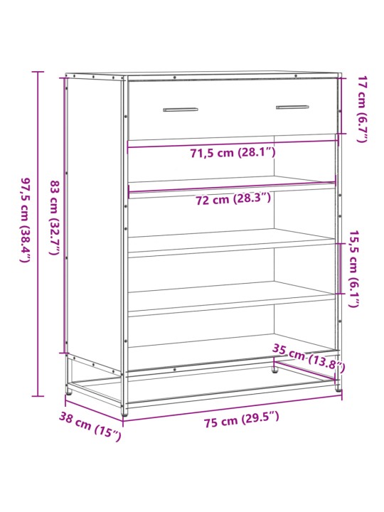 JALATSIKAPP, HALL SONOMA TAMM, 75X38X97,5 CM, TEHISPUIT